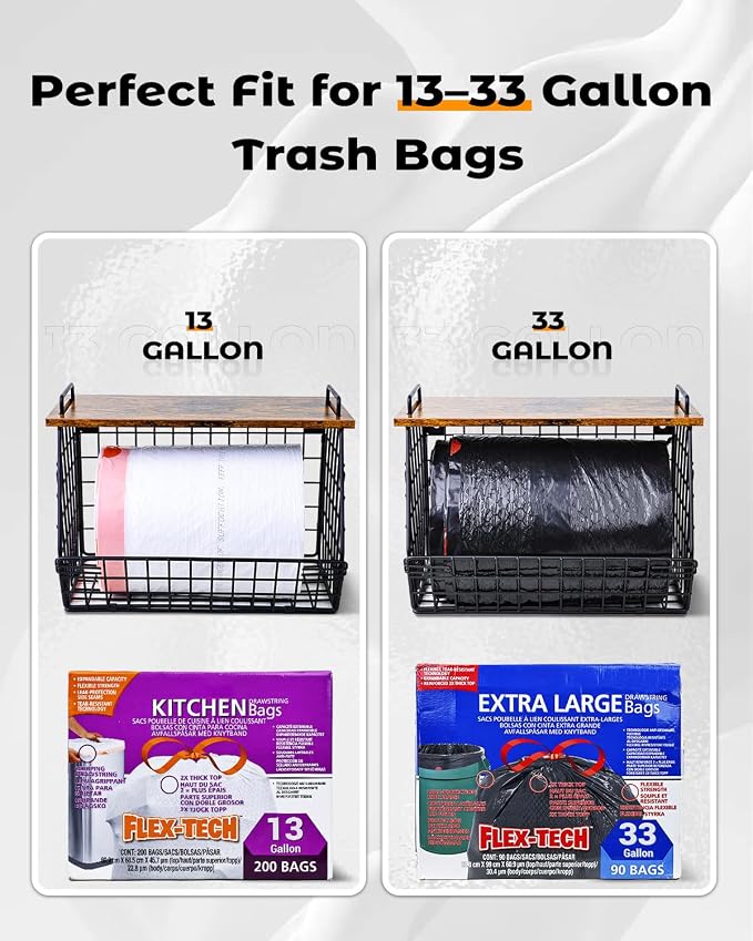 2 Pack Stackable Extra Large Trash Bag Holder Under Sink, Wall Mounted Garbage - Image 2