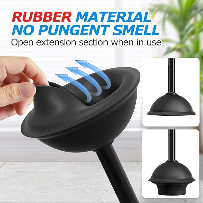 3Pack 2 in 1 Toilet Brush and Plunger Set, Extended Handle Plunger, Toilet Bowl - Image 4