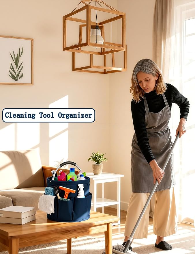 Cleaning Caddy with Handle, Cleaning Products Organiser, Foldable Storage Basket - Image 4