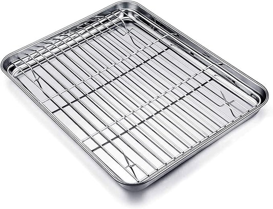 TeamFar Baking Tray and Rack Set, Stainless Steel Baking Pan Cookie Sheet by TeamFar