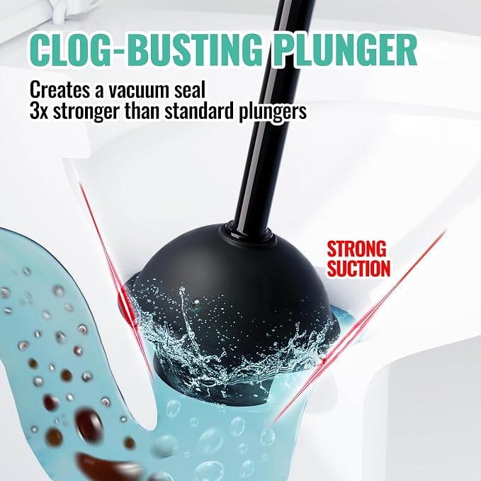 4PACK 3 in 1 Toilet Brush and Plunger Set - Image 3