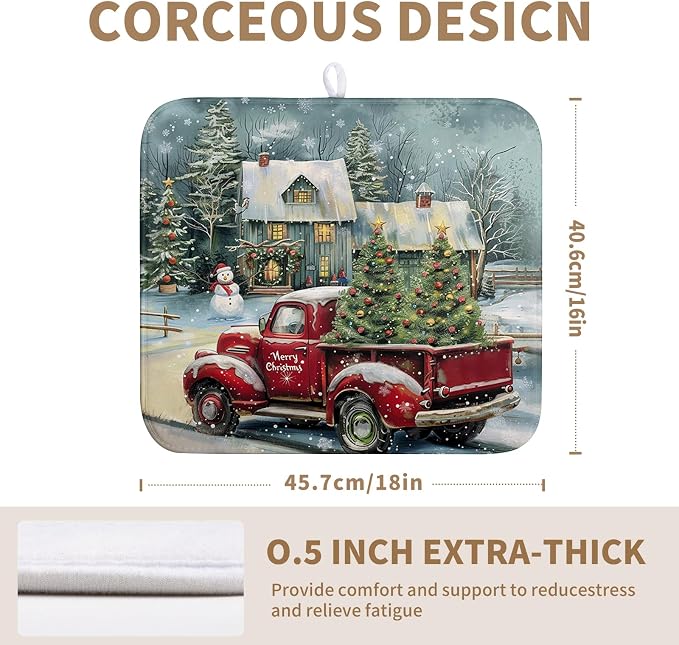 Vintage Snowman Christmas Kitchen Drying Mats - Image 2