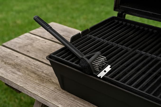 3-in-1 Grill Brush with Scraper, Wire Bristles & Scouring Pad – 18” BBQ Cleaner - Image 4