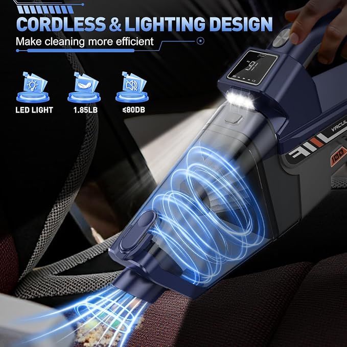 JONYJ Handheld Vacuum Cordless, 16000PA High Power Car Vacuum Cleaner, Portable - Image 7