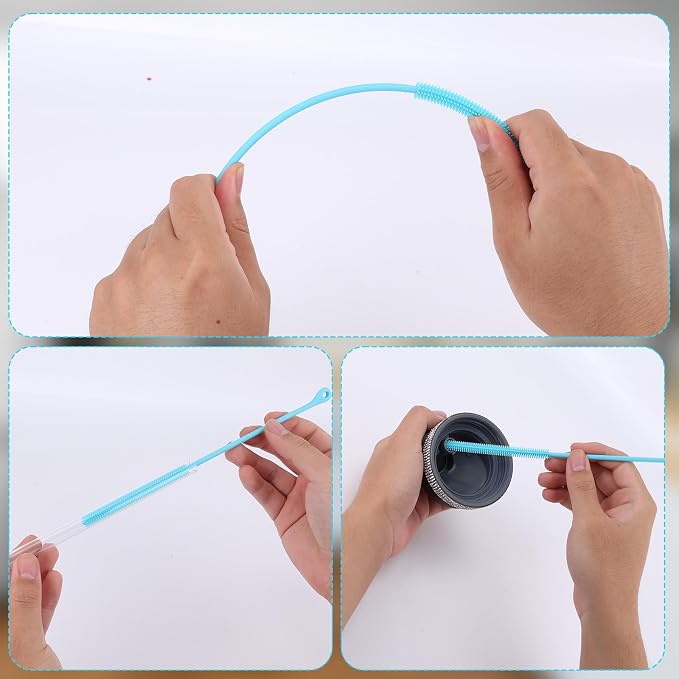 2pcs Silicone Straw Cleaning Brush, Straw Brushes Bristles Cleaner Brush Extra - Image 3