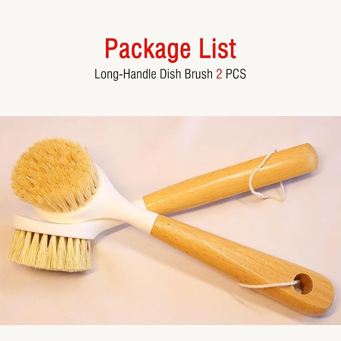 Wooden Dish Brush, Natural Bristle Dish Brushes - Image 7