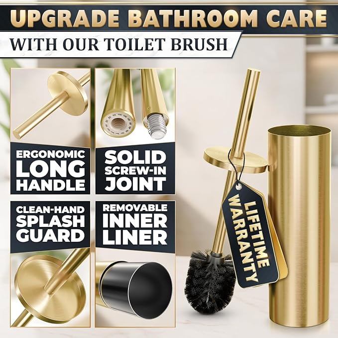 Gold Toilet Brush and Holder Set - Image 3