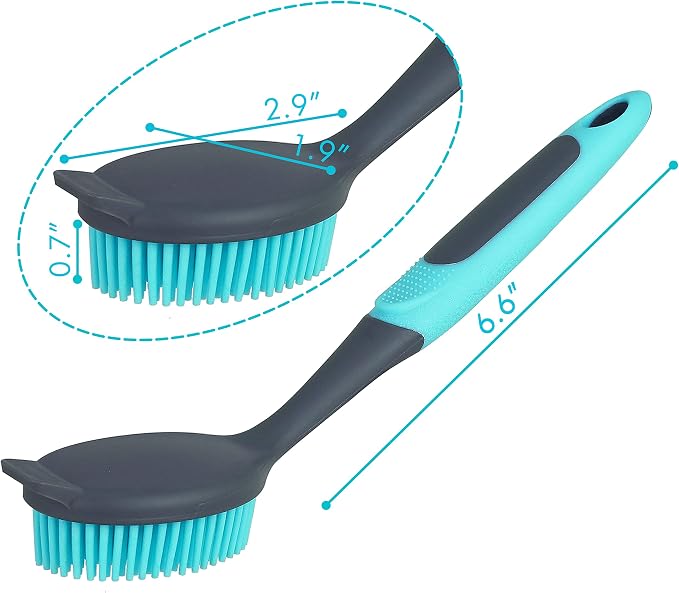 PHYEX 2-Pack Dish Brush with Handle, Kitchen Dish Scrubber Soft Dishwashing - Image 2