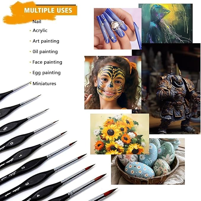 Golden Maple Detail Paint Brushes Set 10pcs Miniature Brushes - Image 3