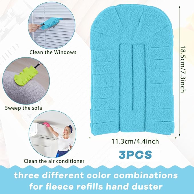 Zubebe 3 Pcs Duster Refill Reusable Fleece Duster Refills Feather Flat Dusters - Image 2