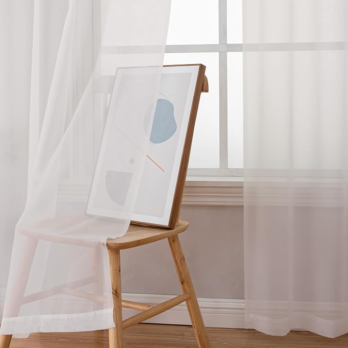 Chyhomenyc Sheer Curtains 72 Inch Length 2 Panels, Short Window Curtain Drapes - Image 9