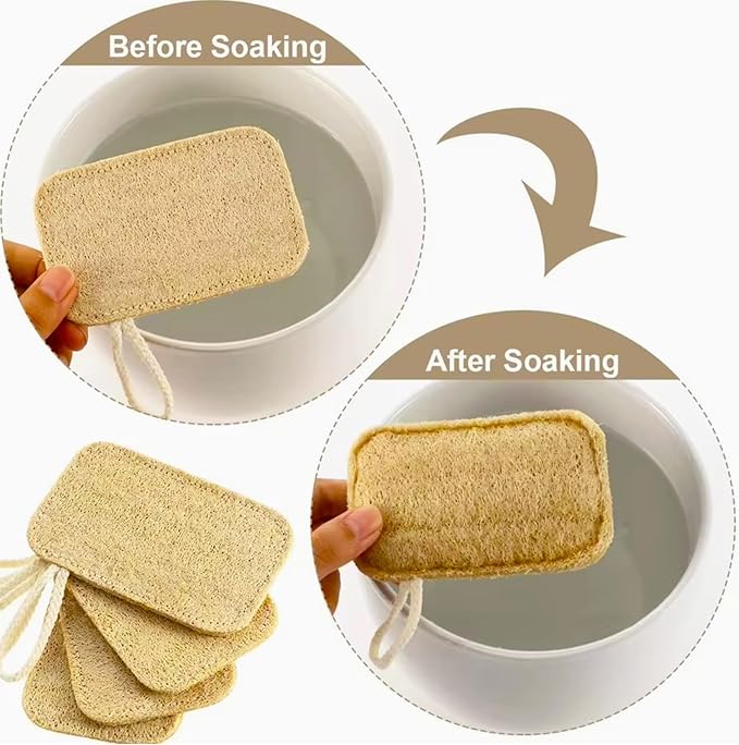 8 Pcs Natural Loofah Dishwashing Sponge Loofah Dish Towel Sponges - Image 3