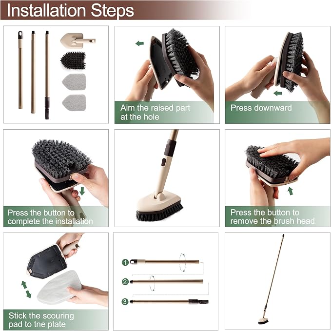 Eyliden Floor & Tub Scrub Brush, 2-in-1 Shower Floor Scrubber - Image 5