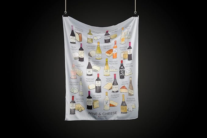 Wine Folly Microfiber Polishing Cloth – Wine & Cheese Design | Large 21" x 28" - Image 2