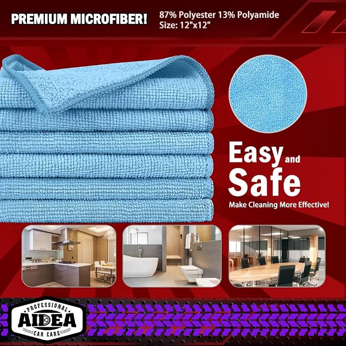 AIDEA Microfiber Cleaning Cloth Blue 10PK, Microfiber Towels - Image 6