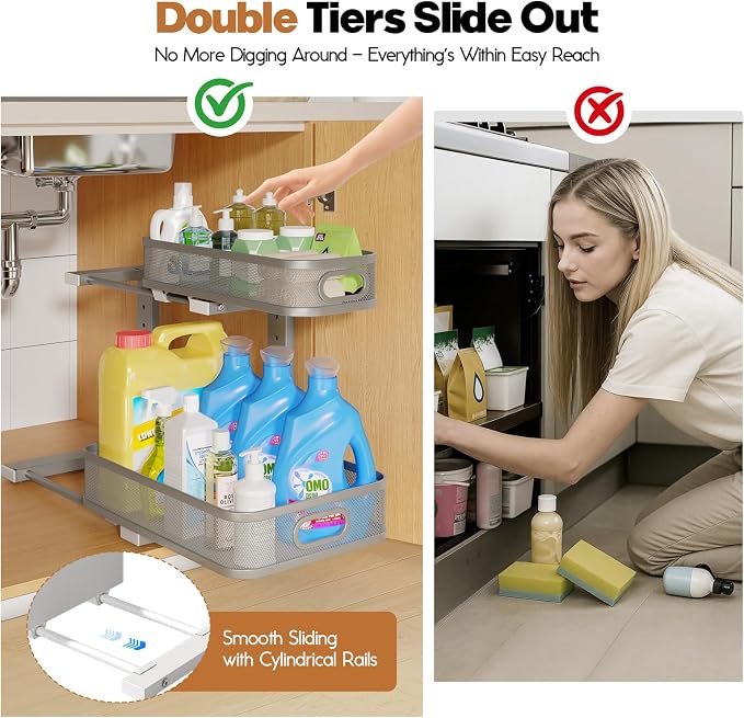 1 Pack 15.7IN-Depth Under Sink Organizer - Image 3