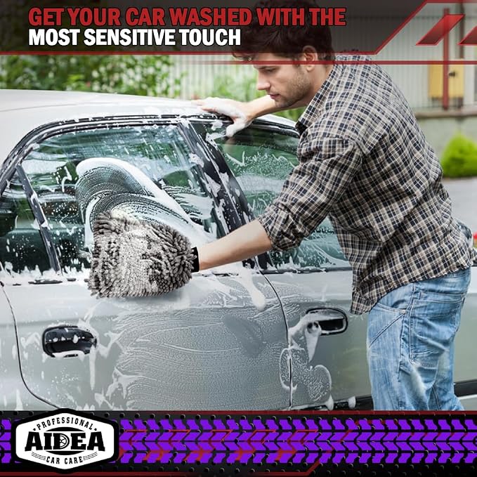 AIDEA Car Wash Mitt Microfiber, 1PK Scratch Free Lint-Free, Premium Chenille - Image 6