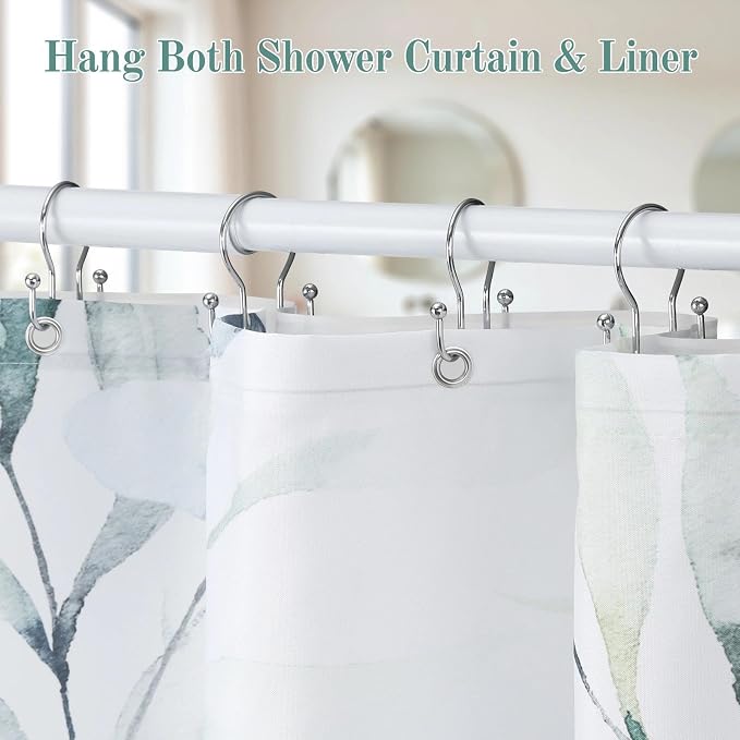 Goowin Shower Curtain Hooks, Stainless Steel Shower Curtain Hangers, Metal - Image 6