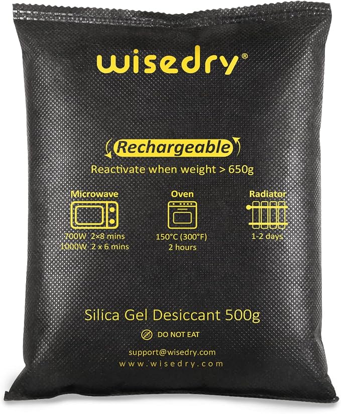 wisedry 2 x 500 Gram Rechargeable Silica Gel Car Dehumidifier, Microwave Fast by wisedry