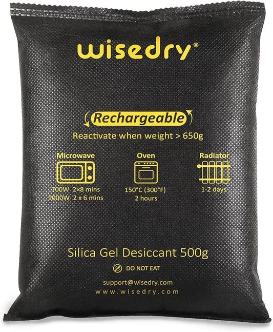 wisedry 2 x 500 Gram Rechargeable Silica Gel Car Dehumidifier, Microwave Fast by wisedry