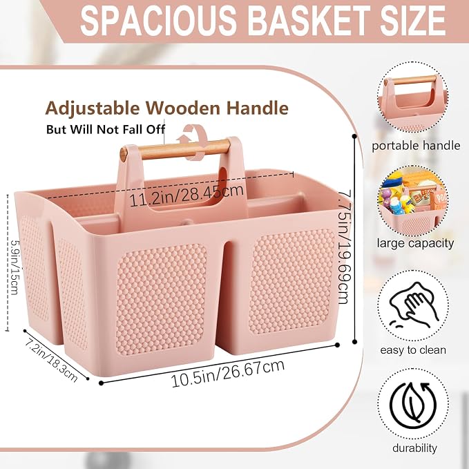 Haundry Plastic Pink Shower Caddy Basket - Image 2