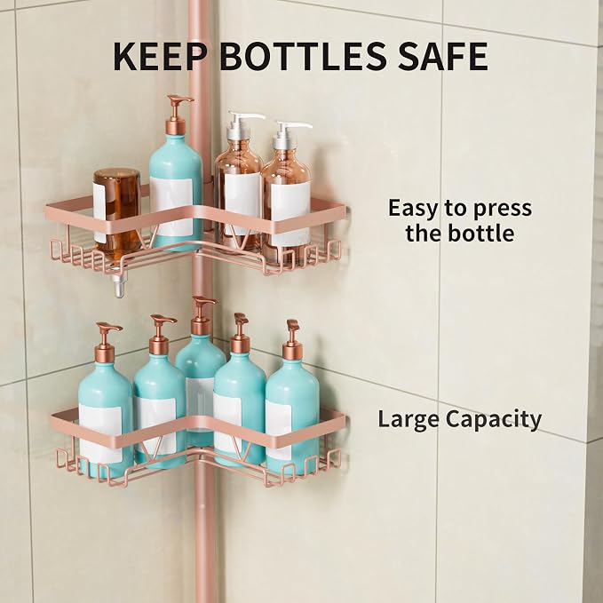 KEGII Corner Shower Caddy Tension Pole - Image 4