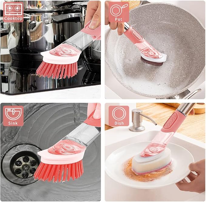 Dish Cleaning Brush, Soap Dispensing Dish Brush Set - Image 7