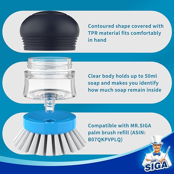 MR.SIGA Soap Dispensing Palm Brush, Kitchen Brush - Image 6