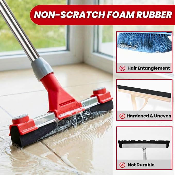 Heavy Duty Floor Squeegee for Concrete Floor – 17.3” EVA Foam Blade - Image 5