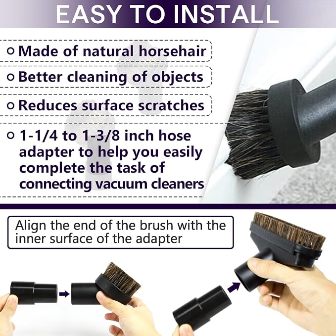 5PCS Horse Hair Brush Vacuum Attachment Set - Image 7