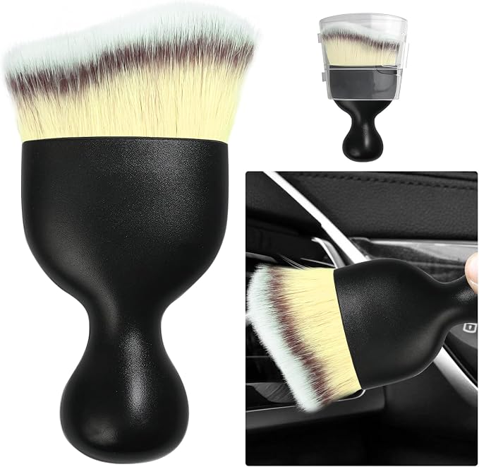 Ziciner Car Detailing Brush, Curved Soft Bristles Auto Removal Dust Collectors by Ziciner