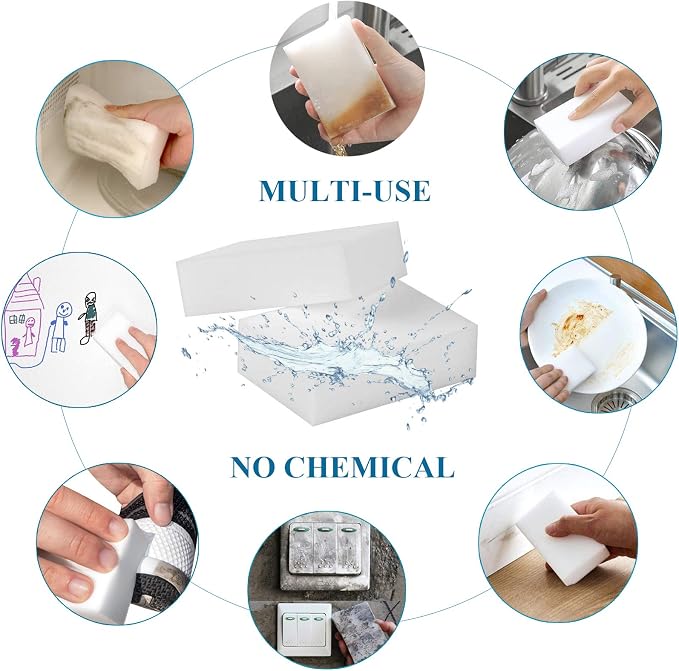 Magic Cleaning Sponges Eraser, 100 Pack Premium Melamine Sponge Foam Cleaning - Image 2