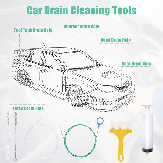 6pcs Car Auto Sunroof Drain Cleaning Tool Kit, Round Handle 5m/196.85in Long - Image 3