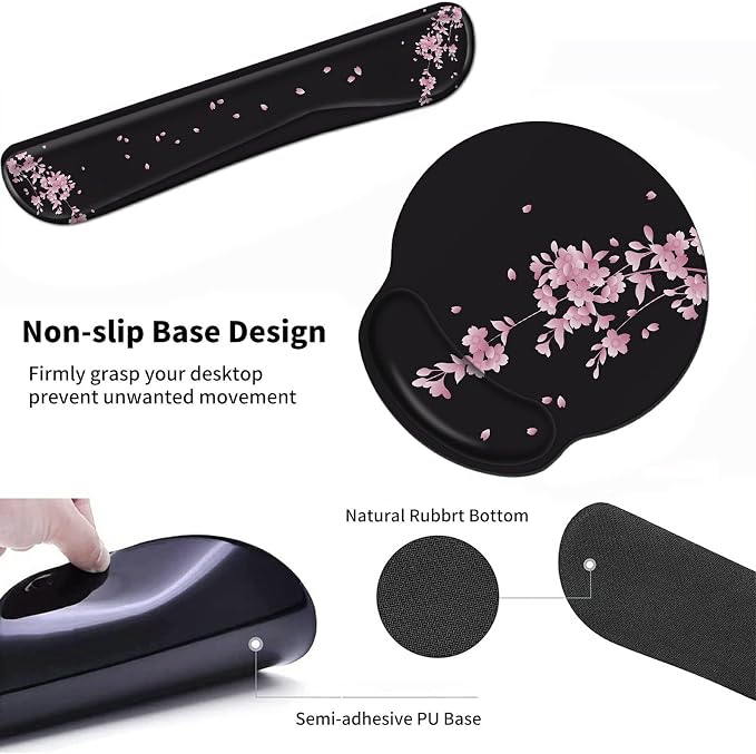 Wrist Rests for Keyboard and Mouse Support Gel Pad + Screen Cleaning Pad + - Image 5