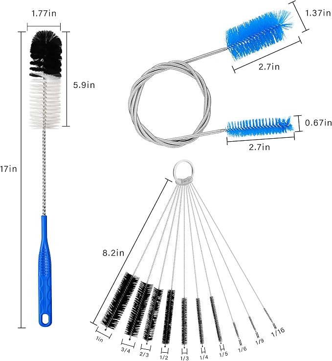 12Pcs Glass Tube Pipe Cleaners Brush Kit, Long Nylon Straw Brush - Image 2