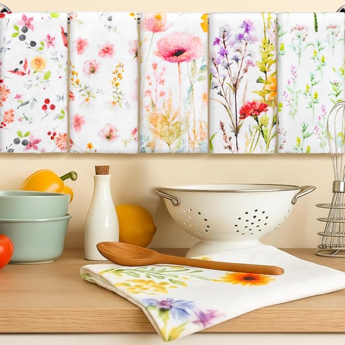6 Pack Reusable Cleaning Cloths Washable Cotton Kitchen Dish Towels - Image 2