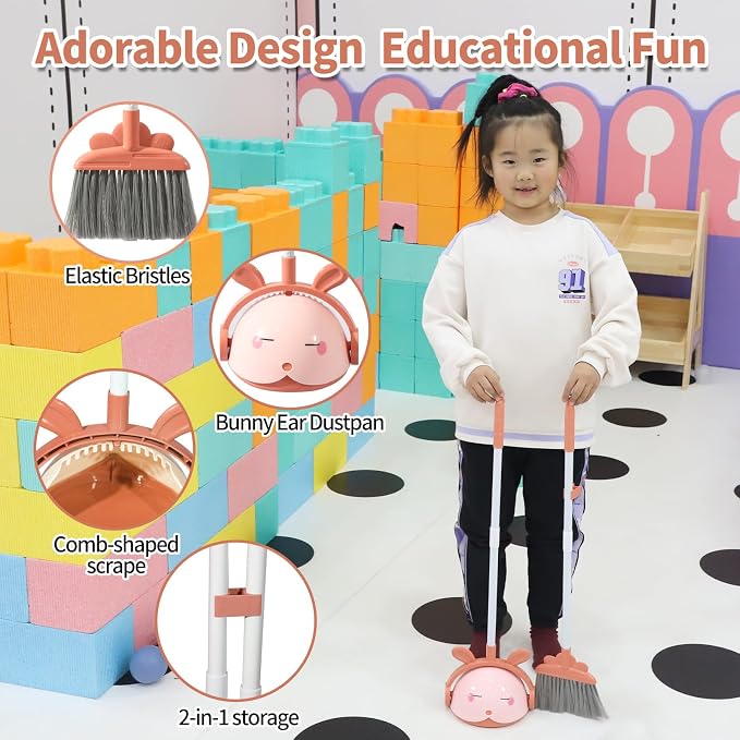 Kids Cleaning Toy Set, Mini Child Broom, Mop and Dustpan, Little Housekeeping - Image 5