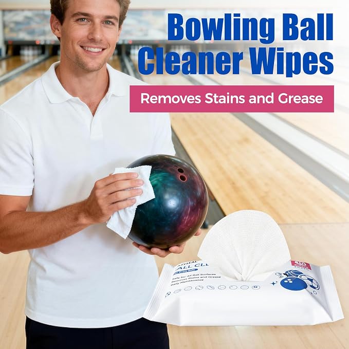 50 Count Bowling Ball Cleaning Wipes Removes Grime, Oil from Ball Surfaces - Image 2