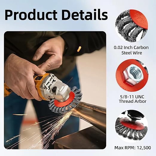 5 Pack 4 Inch Twist Knotted Wire Wheel Brush - Image 3