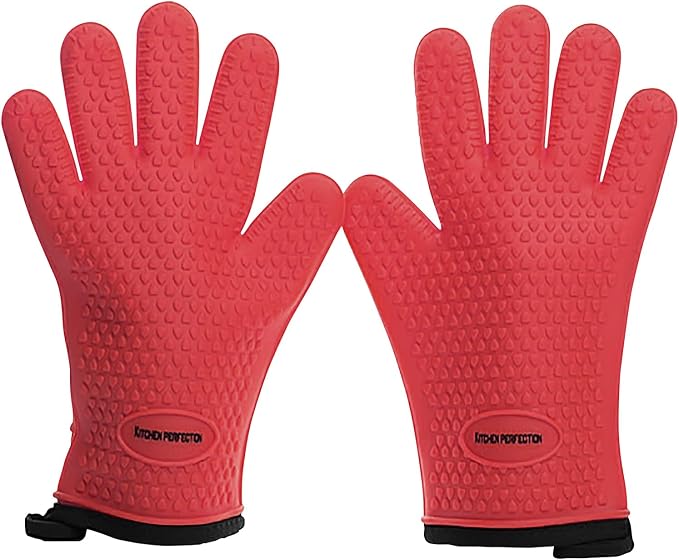 KITCHEN PERFECTION S Silicone Smoker Oven Gloves -Extreme Heat Resistant BBQ by Kitchenperfection