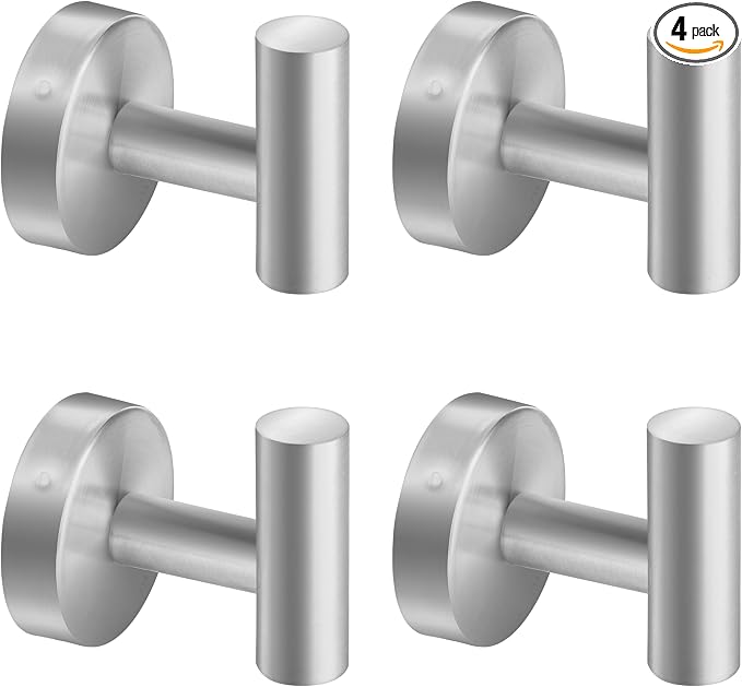 Towel Hooks, SUS 304 Stainless Steel Hooks, Heavy Duty Door Hanger Towel Robe by Augegel