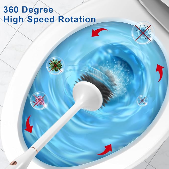 Electric Toilet Brush, Silicone Toilet Brush, Toilet Bowl Brush and Holder Set - Image 6