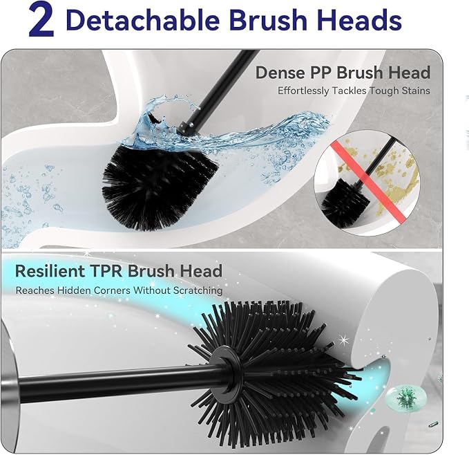 DOWRY Stainless Steel Toilet Bowl Brush and Holder - Image 6
