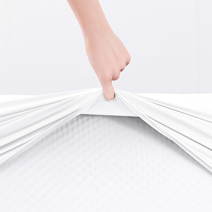 Hearth & Harbor Queen Size Quilted Fitted Mattress Pad Cover, 100% Waterproof Mattress Protectors, Deep Pocket Fitted Mattress Cover 8" - 21" (60" x 80", White)