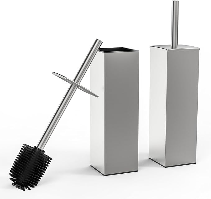 RUACQ Toilet Brush and Holder Set 2pcs, Square Toilet Bowl Brush by Ruacq