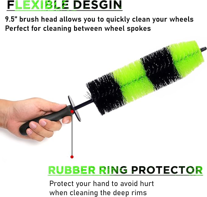 TAKAVU Master Wheel & Tire Brush, Easy Reach Rim Detailing Brush, Exhaust Tips - Image 3