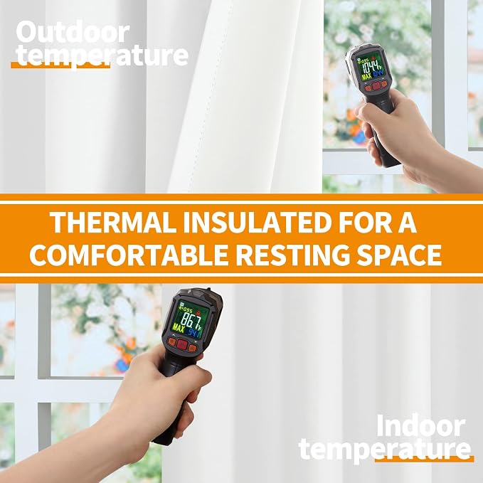 YoungsTex White Linen 100% Blackout Curtains - Image 3
