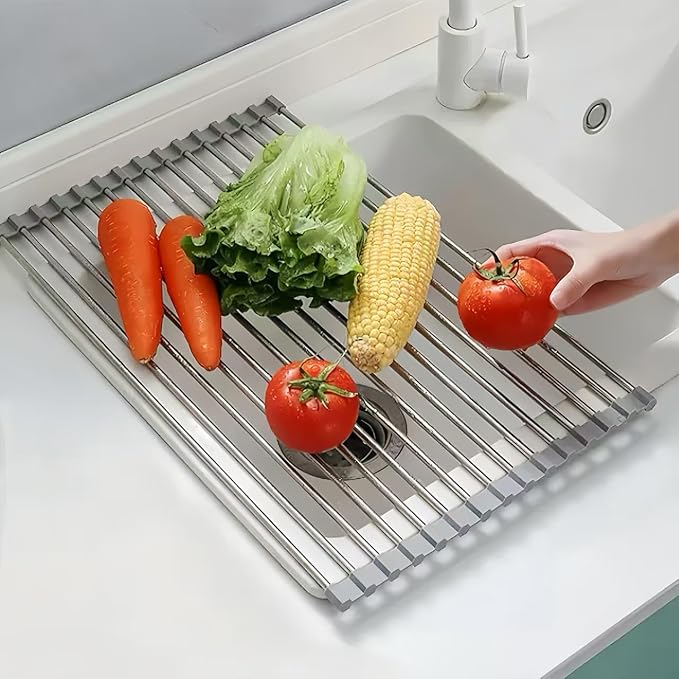 Roll Up Dish Drying Rack, 21.3" x 15.8" Over The Sink Dish Drying Rack - Image 3