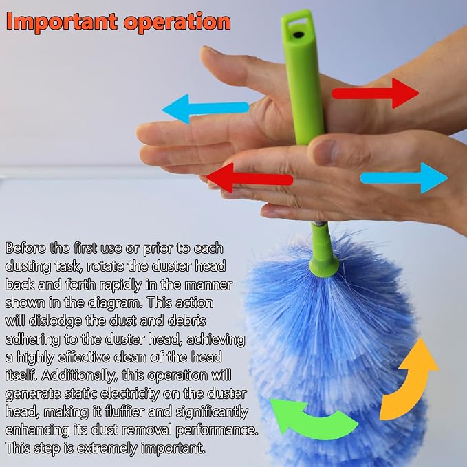 4 Pack Washable Electrostatic Duster, Extendable Pole 25" to 55", Feather Duster - Image 3