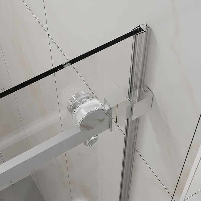 Frameless Shower Door 60" W x 72" H, 1/4" Clear Tempered Glass, Sliding Design - Image 6